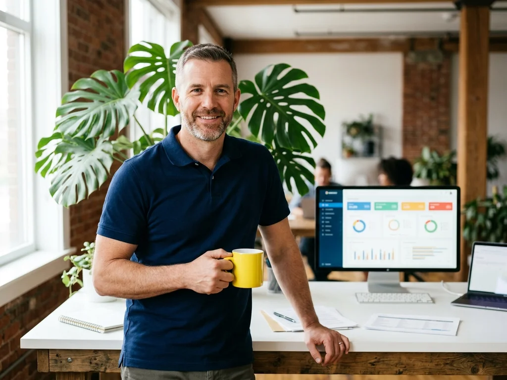 Expert en référencement souriant prêt à répondre à vos besoins SEO à Grenoble.